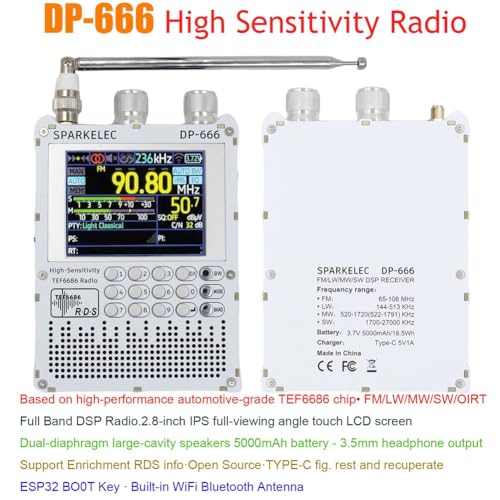 Radio TEF6686 DP-666 para sintonizar emisoras sin interferencias y con pantalla táctil 7