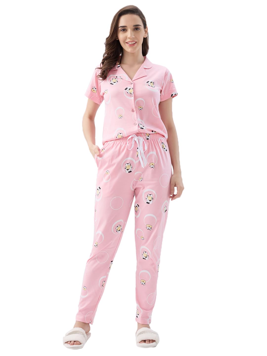 av2 Women's Cotton Abstract Printed Night Suit Set of Shirt & Pajama Set | Casual Night Dress for Women- 4006-picture-39