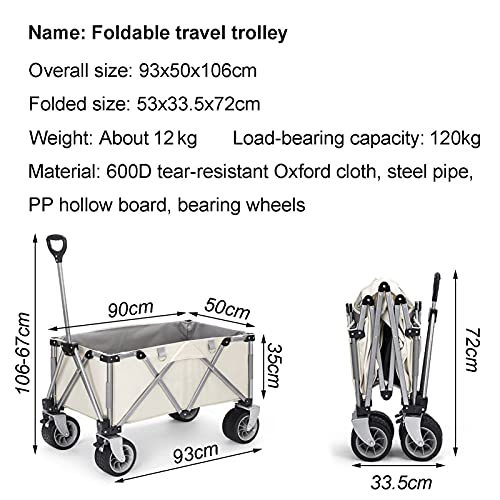 Garden Trolley Draagbaar Reiskarretje, Het Karretje Van De Huistuin, Afneembare En Wasbare Oxford-stof, 120 Kg… - Image 8