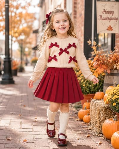 Image of Renotemy Toddler Girls Outfits Winter Little Girl Clothes Skirt Set 18M-6Y