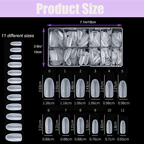 504Pcs Soft Gel Full Cover Nail Tips,12 Sizes Gel Nail Tips Full Cover False Nail Artificial Nails With Case,Qiwey Frosted Oval Gel Nail Extensions For Nail Salons And Diy Nail Art #TOP1