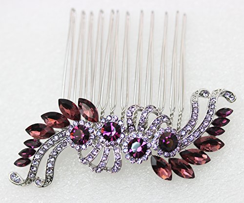 Peine para cabello con cristales decorativos morado miniatura 2