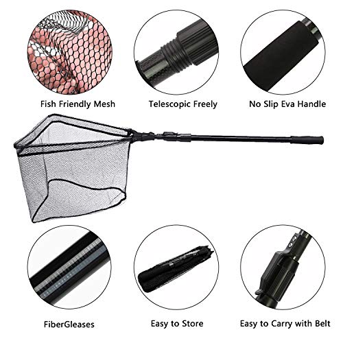 image for SAN LIKE Fishing Net Fish Landing Nets Folding Telescopic Sturdy Pole 