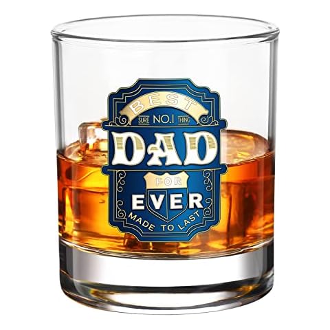 Luka Tech Gifts for Dad from Son Daughter, Vintage Whiskey Glass Tumbler 11oz with 3D Metal Badge,Unique Birthday Gifts for Dad,Men,Grandpa,Father,Fathers Day Cover