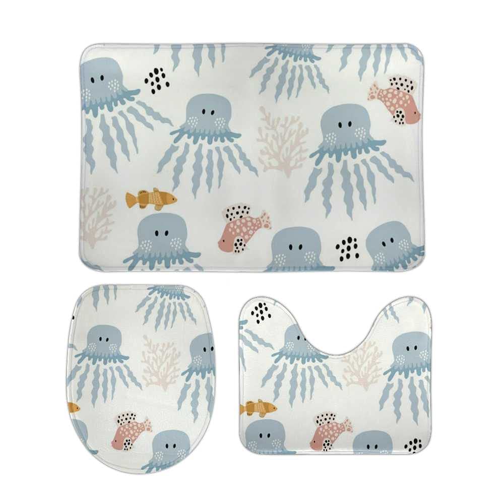 Tapis de salle de bain antidérapant bleu fini les glissades et les sols mouillés lot de 3