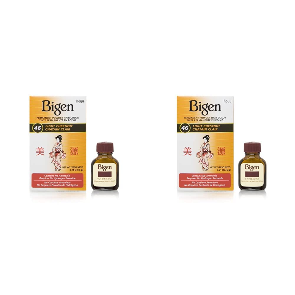 Bigen Permanent Powder Hair Color 46 Light Chestnut, 0.21 Ounce (Pack of 2)