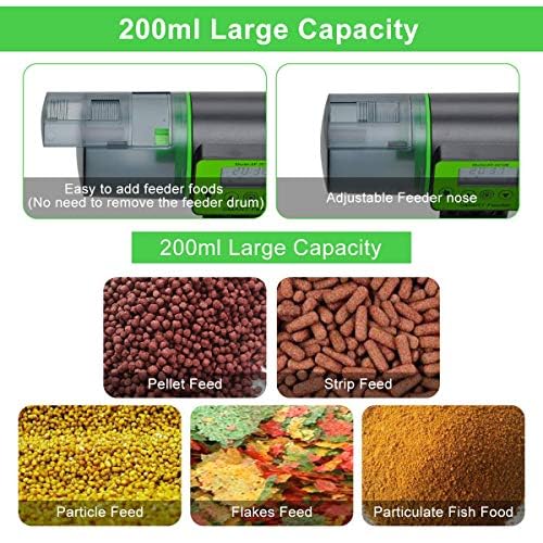 Futterautomat Aquarium, Fischfutterspender mit Timer Futterspender für Aquarien, 200ML Groß Kapazität Fischfutter Feeder für Aquarium Fischtank, Batteriebetrieben Einstellbare Portionsgrößen – Bild 5