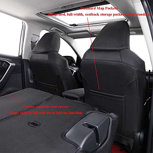 Image of EKR Rav4 Seat Covers Custom Fit for Toyota Rav4 (Only Hybrid) 2019-2025 LE,XLE,XLE Premium,Limited,Woodland Edition,Car Seat Cover Full Set for SUV,Neoprene(Black)