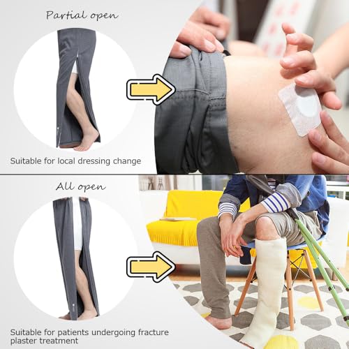 Post Surgery Pants for Men, Warm Tear Away Pants, Recovery Pajamas Pants with Zipper Closure in Both Side2