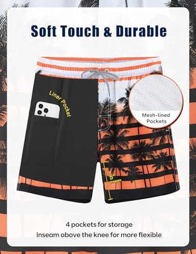 Image of APTRO Men's Swim Trunks with Compression Liner 5 Inch Bathing Suit Beach Swimsuits