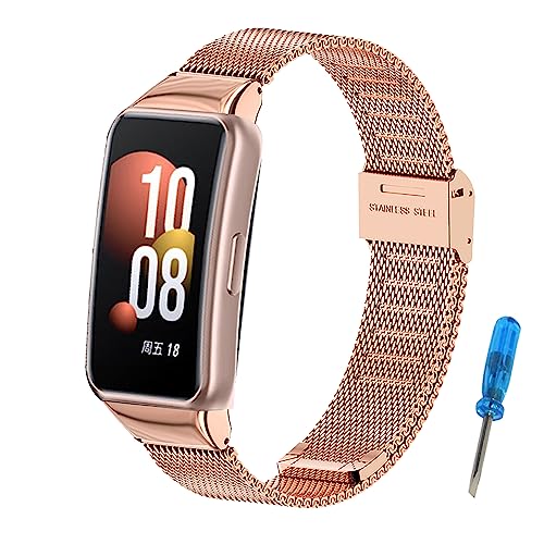 MIJOBS Correa Compatible con Honor Band 7 Correas Accesorios para Relojes Inteligentes Correas de Metal de Acero Inoxidable para Honor Band 6/7, Huawei Band 6/6Pro