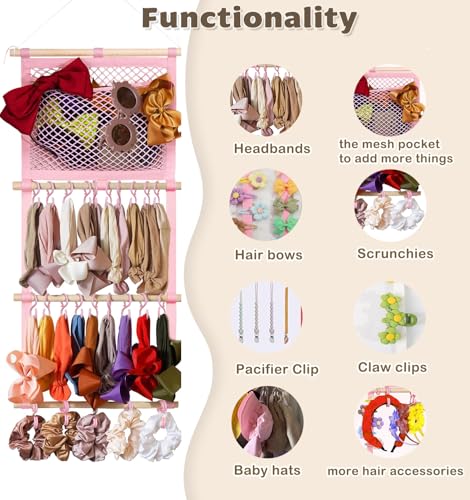 Image of kangaroo Headband Holder Hair Bows Organizer for Baby Girls Large Capacity Bow Holder Hair Accessories Wall Hanging Organizer for Toddler Baby Girl Nursery Room Decor