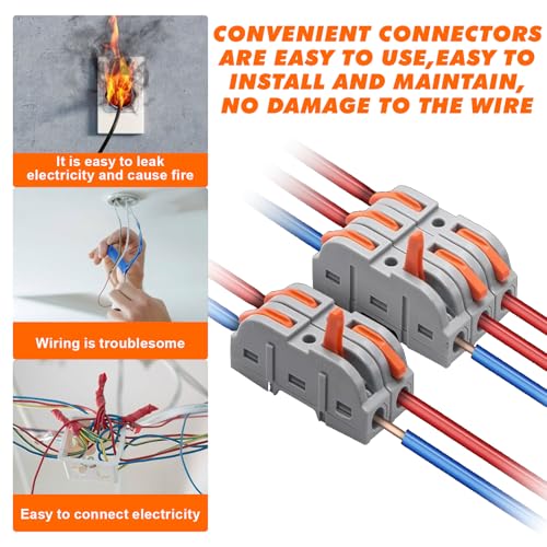 YSWOVUO Kabelverbinder, 50 Stück Durchgangsverbinder, SPL-1 Kabelklemmen Elektro, 4mm² Leiter Klemme mit Hebel, Verbindungsklemmen, Können Frei Kombiniert Werden SPL2-5