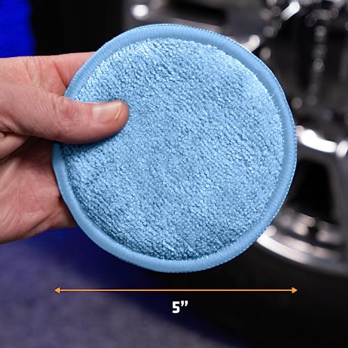Viking Microfiber Car Wax Applicator And Cleaning Pads With Finger Pockets - 5 In. Diameter, Blue, 8 Pack #TOP5