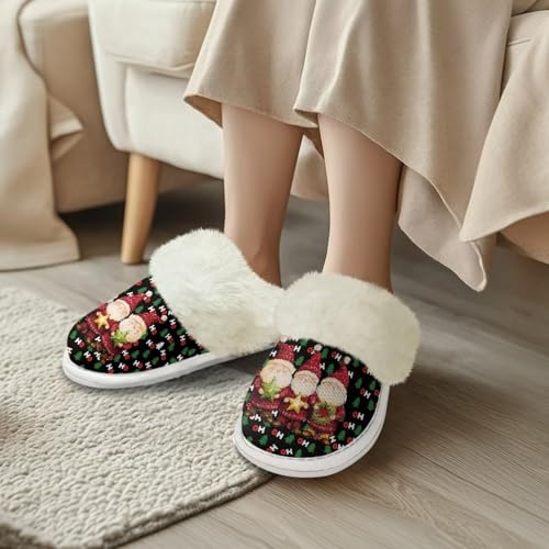 Womens Cotton Slippers With Plush Edges Indoor Outdoor Shoes Anti-Skid TPR Sole Bathroom Bedroom Slippers3