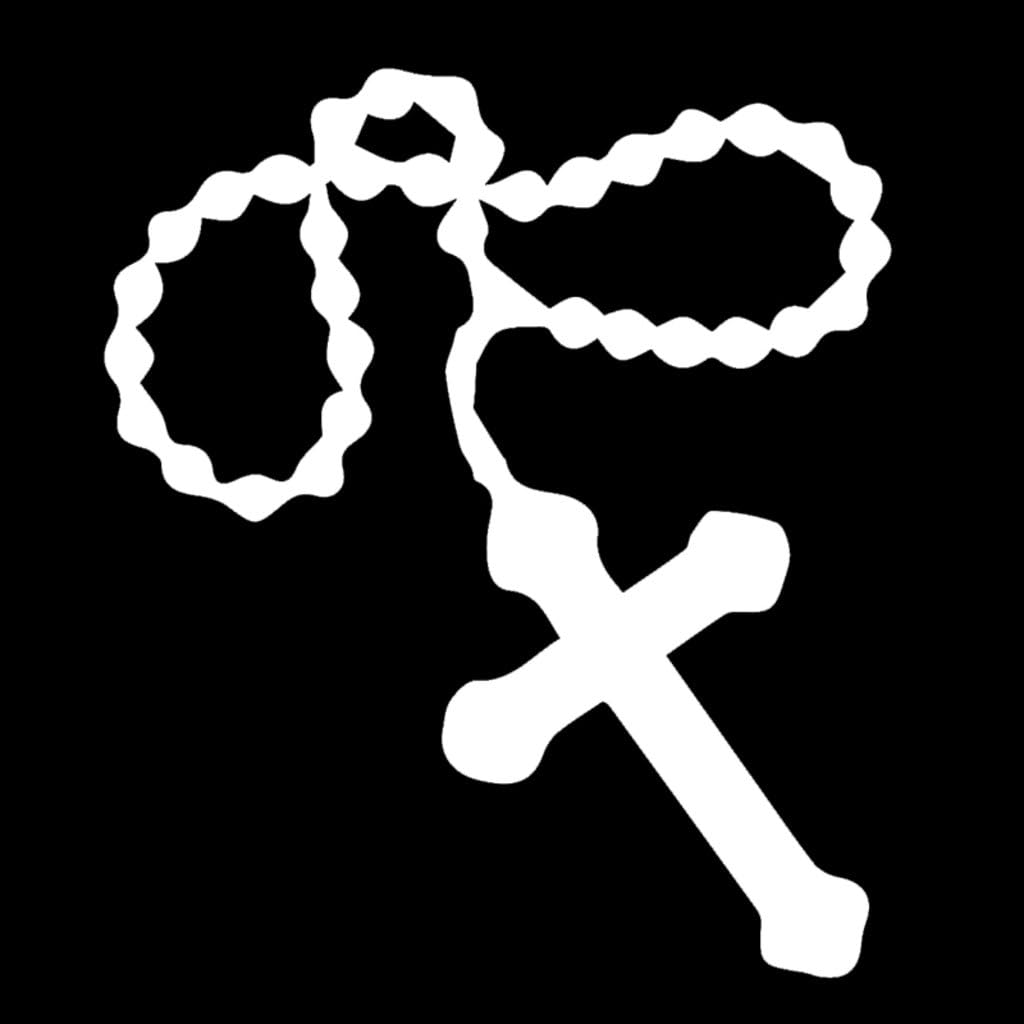 KCD Rosary Catholic Vinyl Decal Sticker | Cars Trucks Vans Walls Laptops Cups | White | 5.5 inches | 1340
