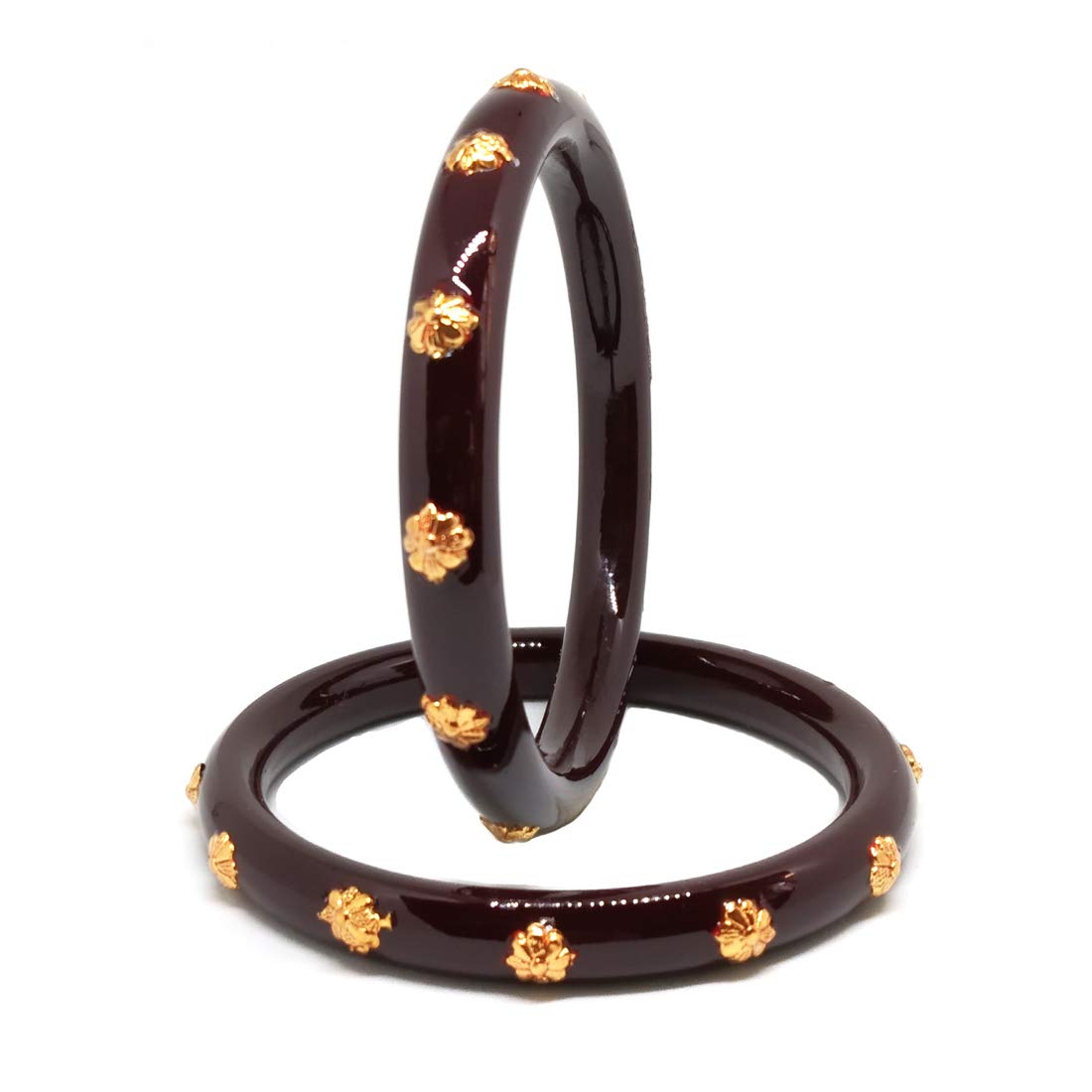 Tanvi J Gold Plated Maroon Colour Pola bangles for women