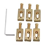 BQLZR Electric Guitar Saddles String Guitar Bridge Saddle Bright Gold Color Brass with Wrench for Electric Guitar,10.50mm Width.Fits String Width From E to e 54mm (2 1/8'). Pack of 6