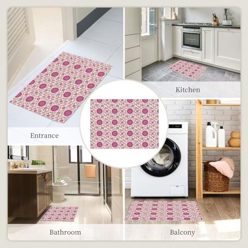 Moquette pour chambre d'enfant rose et tapis géométrique pour entrée lavable - 8