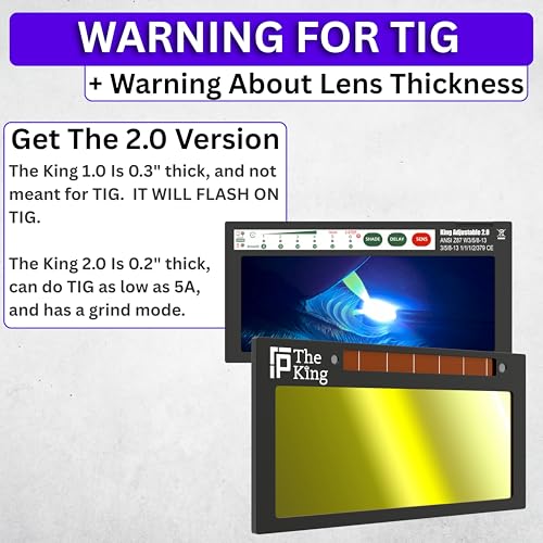 The King 1.0 | Shade 5-13 Adjustable Gold Auto Darkening Welding Lens | 2" x 4 1/4" x 0.33" | Adjusts From Shades 5-13 (9 Lenses In 1) | Gold Front - Deep Blue Weld View | Ridge Products Royal Series by Ridge Products - Image 4