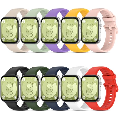 Xisair 10 Straps Compatible with Huawei Watch Fit 3 Sport Watchband Silicone Strap Huawei Fit 3 Replacement Wristbands for Huawei Watch Fit3