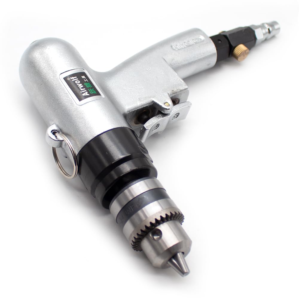 Toplionace Taladro Neumático de Alta Velocidad 2000 Rpm Inalámbrico Tipo Pistola Taladro de Aire Reversible Herramienta de Perforación de Orificios de Alto Par Abrazadera de 1-10mm