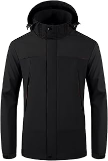 AOCRD Men's Waterproof Jacket Rain Jacket for Men Lightweight Hooded Windbreaker Outdoor Raincoat Adjustable Breathable Windproof Shell Jacket for Travelling, Camping, Running, Hiking