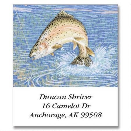 Fishing Lure Square Return Address Labels - Set of 144 1-1/8" x 2-1/4" Self-Adhesive, Flat-Sheet Labels