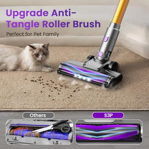 Image of UML0 S3P Cordless Vacuum Cleaner, 45kPa Powerful Suction Vacuum Cleaners for Home, 55-Min Runtime Rechargeable Stick Vacuum, Self-Standing, for Pet Hair Carpet Hard Floor, LED Display