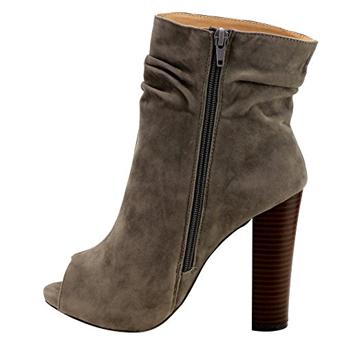 Chase & Chloe Ivy-1 Women's Ruched Zip High Stacked Heel Ankle4