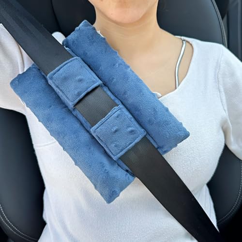 BNRendles Chemo Port Pillows for Patients Seatbelt, Chemo Port Protector Pacemaker Seat Belt Cushion, Chemotherapy Must Haves Chemo Gifts Men Women Cancer, Minky Dot Denim Blue