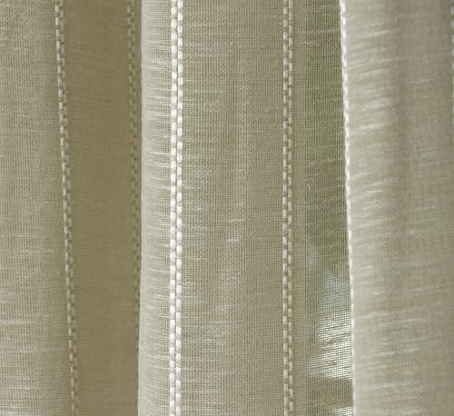 Image of Exporthub Sheer Linen Cotton Curtains for Window 6 Feet Set of 2, Green - Light Filtering Breathable Fabric Drapes for Living Room & Bedroom (EHSPR056 64)