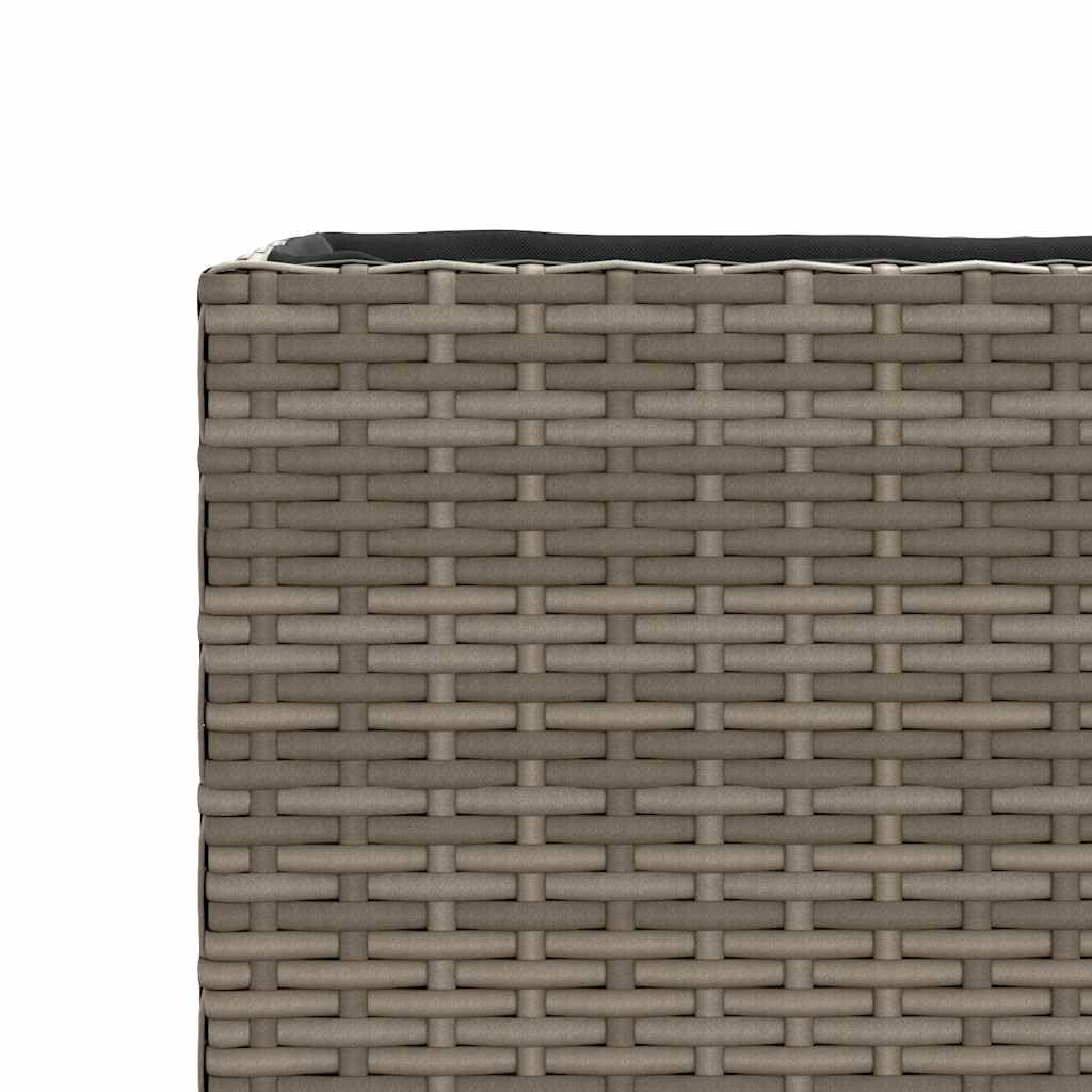 Donica na rośliny, 2 szt., szara, 36 x 30 x 32 cm, polirattanowa z malowaną proszkowo stalową ramą, odporna na warunki atmosferyczne, do ogrodu, na balkon, taras, do użytku wewnątrz i na