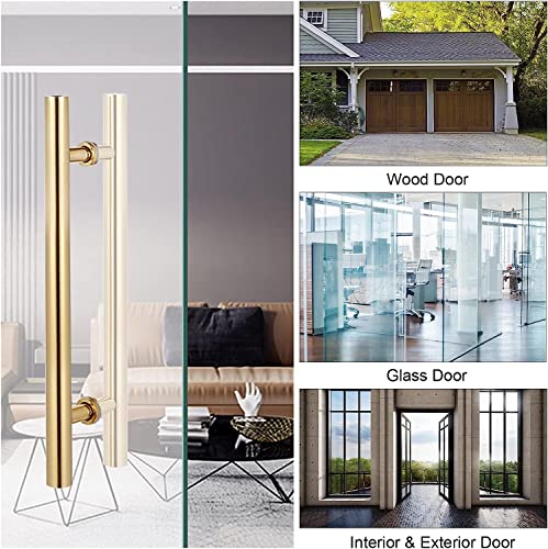 Poignée de porte coulissante 120 cm en inox pour grand panneau bois