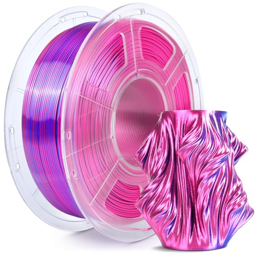 Image of SUNLU Silk Dual Color Pla Filament, Silk PLA 3D Printer Filament 1.75mm, Shiny Silk Texture, Dimensional Accuracy + /- 0.02mm, 1KG Spool (2.2 lbs), PLA Silk Dual Color (Red Blue)