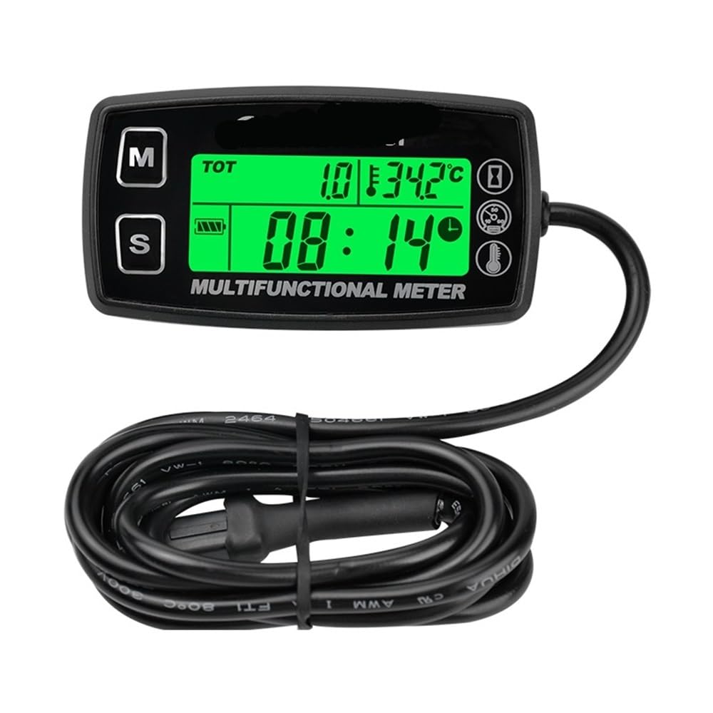 Odómetro Tablero Tacómetro Digital Medidor de Horas Reseteable Termómetro Temperatura Motocicleta Inductivo para Barcos Motor Gas Marina ATV