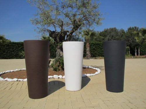 GENESIS ANTHRACITE RESIN POT, CACHE-POT ROUND, TALL, H 85 x 38 cm