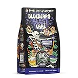 Bones Coffee Company Blueberry Blast Cake, Blueberry Pancakes Flavored Coffee, Medium Roast Low Acid Arabica Beans Compatible with Auto drip and French Press Coffee Maker, 12 Oz Ground