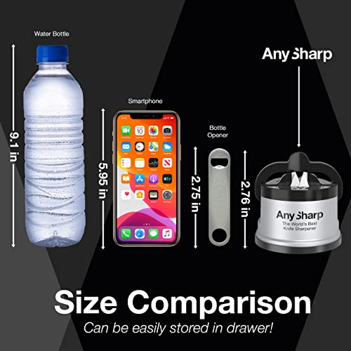 Anysharp Essentials - Knife Sharpener With Powergrip - For Knives And Serrated Blades - Silver #TOP3