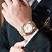 Men's Watch Automatic Wristwatch Mechanical Movement Day and Calendar, 30M Water Resistant, Screw-Down Crown, Classic Retro Roman Numerals Fashion Business Watches for Men (Mother of Pearl Gold)