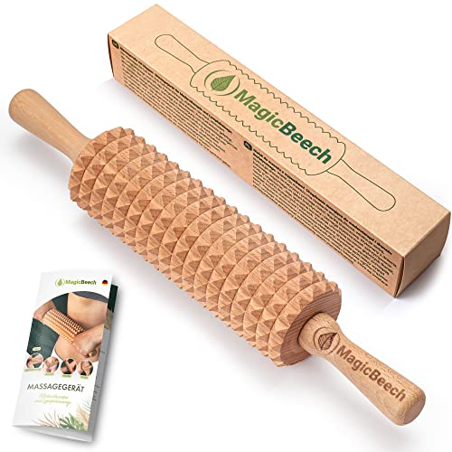 MagicBeech Massageroller aus 100% Buchenholz – Holz Massage-Rolle mit...