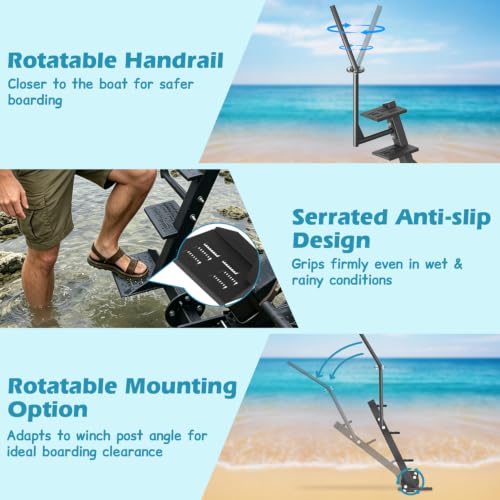 Image of Adjustable 4-Step Boat Trailer Steps | Side Mount | Anti-Slip