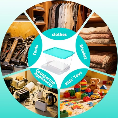 Image of SIMPLYKLEEN Storage Totes with Lids - Made in USA 14.5-Gallon (58-Quart) 4-Pack Aqua Storage Bins with Lids Plastic Storage Containers Large Storage Boxes for Organizer Aqua /Clear