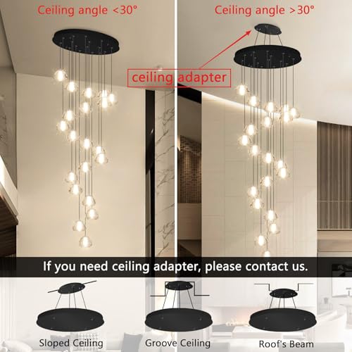 Image of Modern Crystal Chandeliers LED Ceiling Lighting Foyer Large Ceiling Light for Staircase Living Room Hallway Entryway