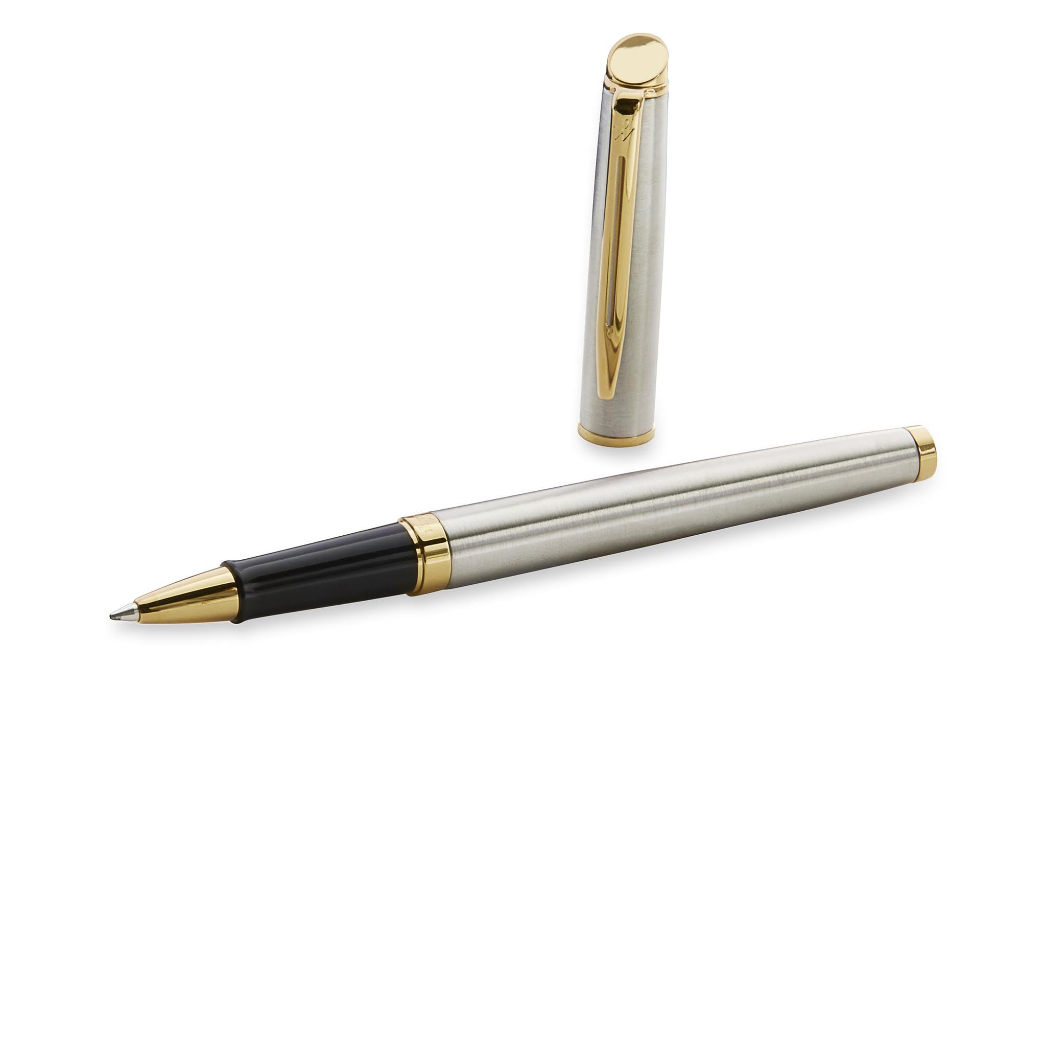 Waterman Hémisphère - Bolígrafo de punta redonda con grabado, pluma de lujo personalizada, regalo elegante para hombres y mujeres, tinta azul (acero inoxidable G.C.)