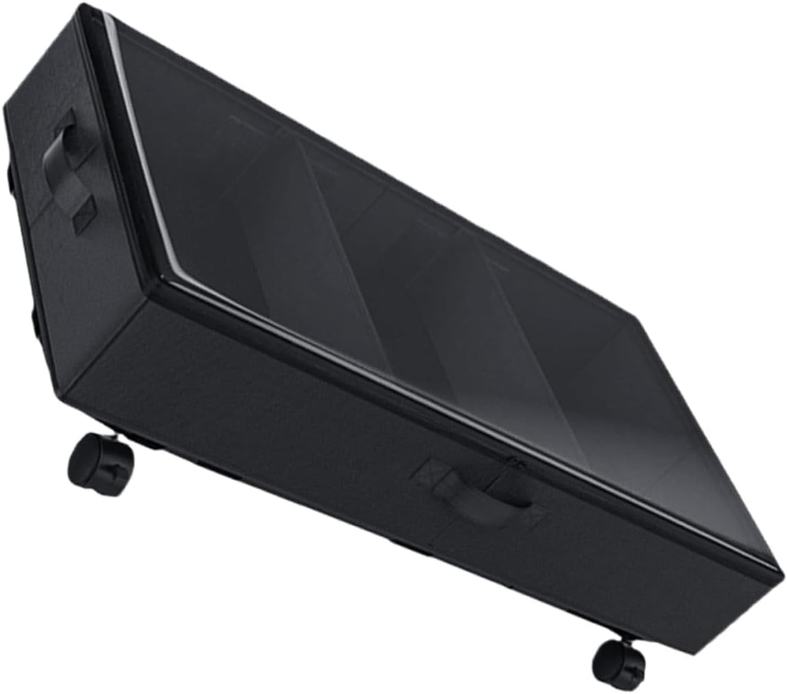 Bed Storage Bin with Wheels, Oxford Cloth 3-grid Clothes Organizer Box, Large Capacity Dustproof Quilts Container for Bedroom Storage