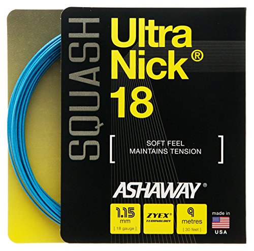 Lot de cordage Ashaway Ultranick 18 pour raquette de squash, bleu