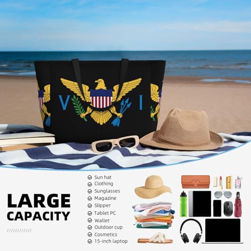 Jamaica Flag Women Large Beach Bag Travel Weekender Foldable Tote Bag for Pool Beach Vacation Gym 5