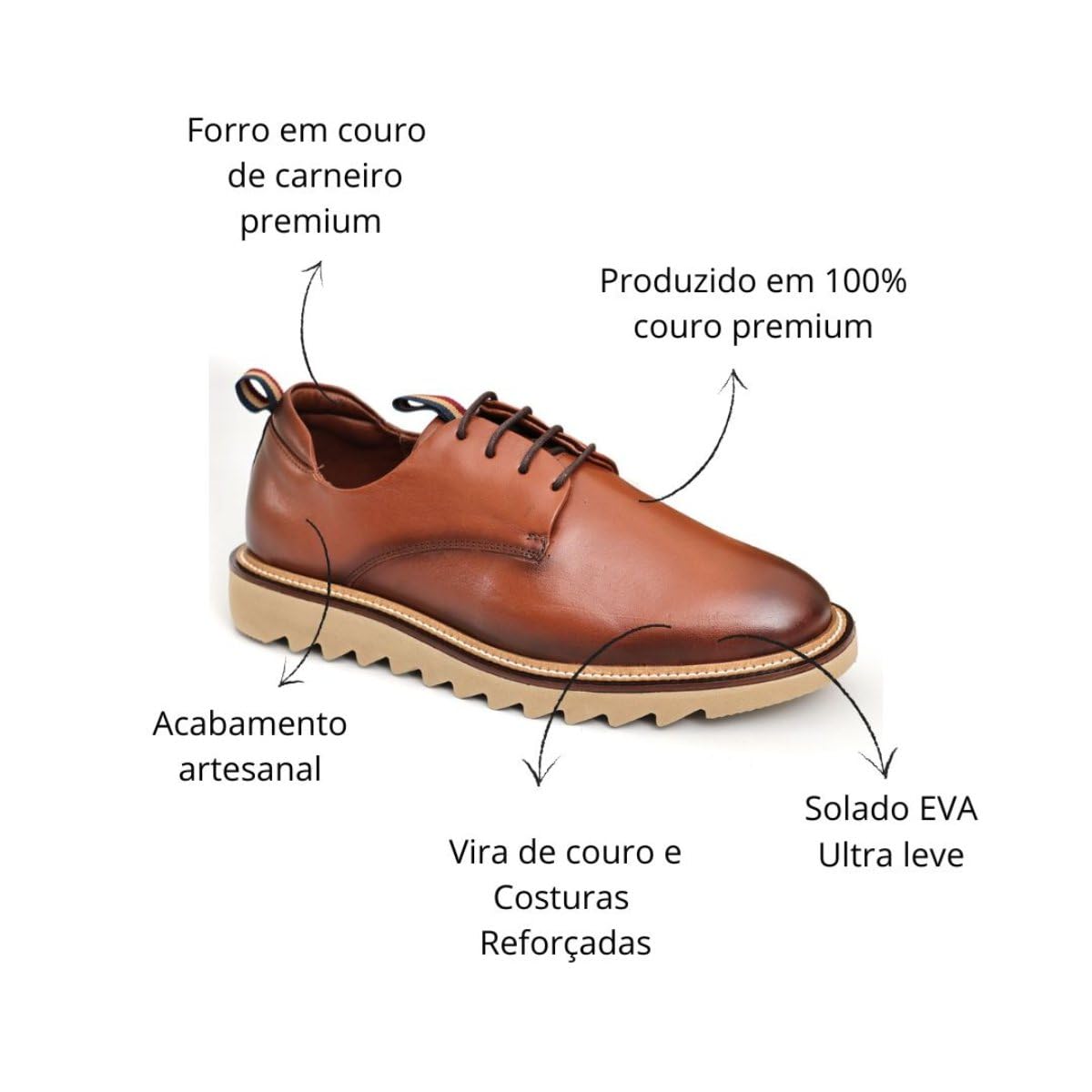 Sapato Casual Masculino Derby Tratorado Premium Couro Nobre em promoção! Veja a oferta e mais achadinhos de Sapatos 5 Hoje é o melhor dia para comprar Sapato Casual Masculino Derby Tratorado Premium Couro Nobre com aquele preço maroto! Promoção! Aproveite a oferta! 5