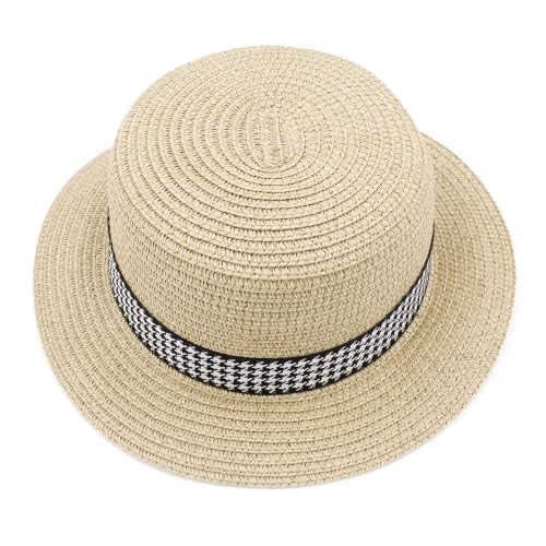 Image of VRITRAZ Kids Straw Hat for Baby Boys & Girls | Printed Summer Sun Hat, Woven Wide Brim Beach Cap, Lightweight Breathable Holiday, Travel, Fancy Dress Fashion Hat for Children & Toddler (2-6 Year)
